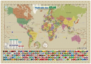 世界地図B3英語セピア調